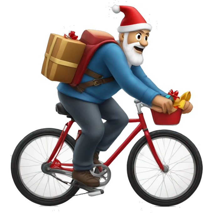 Le père Noël sur un  vélo sur la mèr  emoji