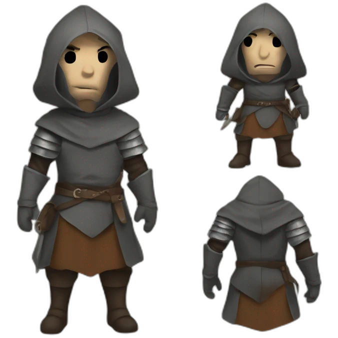 medieval evil saboteur wearing mask, full torso, looking sideways emoji