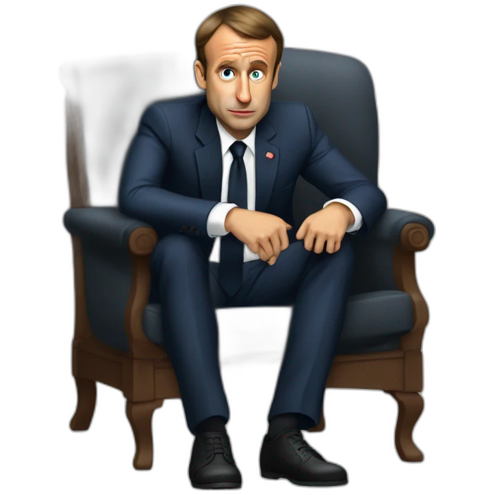 Emmanuel macron crying full body sitting emoji