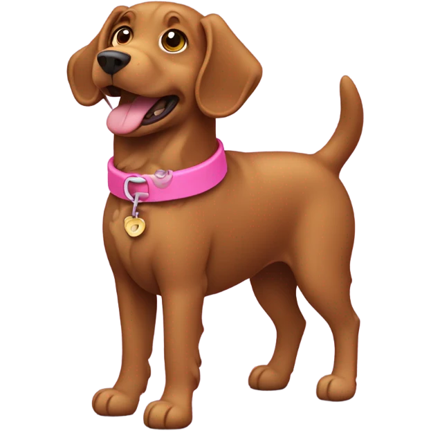 curly brown dog with pink collar emoji