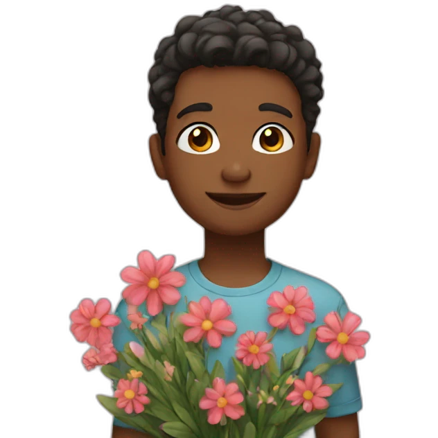 Boy with flowers  emoji