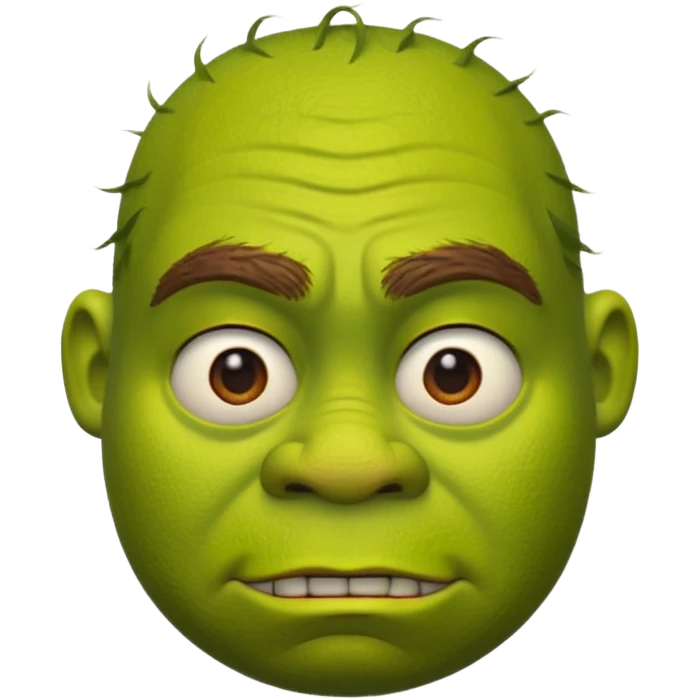 Shrek emoji face showing a 🤨 emoji