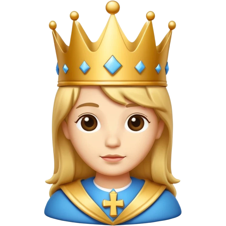 
cute chess king character icon, royal king crown, cross detail on top, 3D cartoon, glossy material, soft shadow, mobile game icon style, centered, clean background, no text, no watermark
 emoji