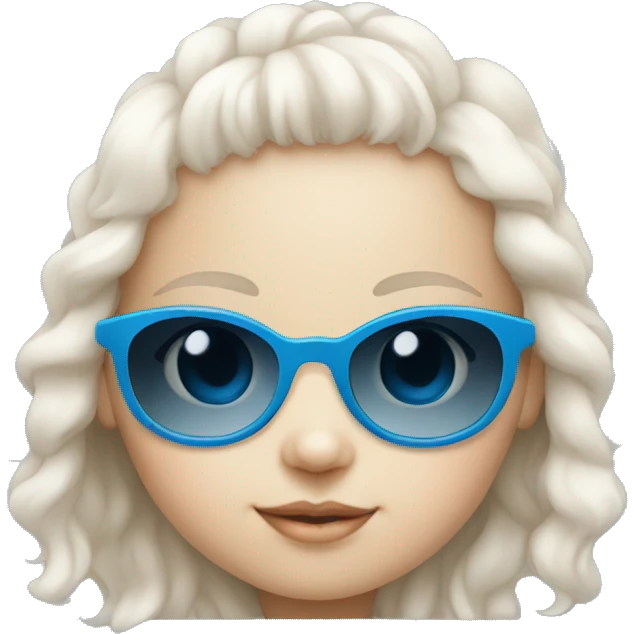 white little baby girl with blue sunglasses emoji