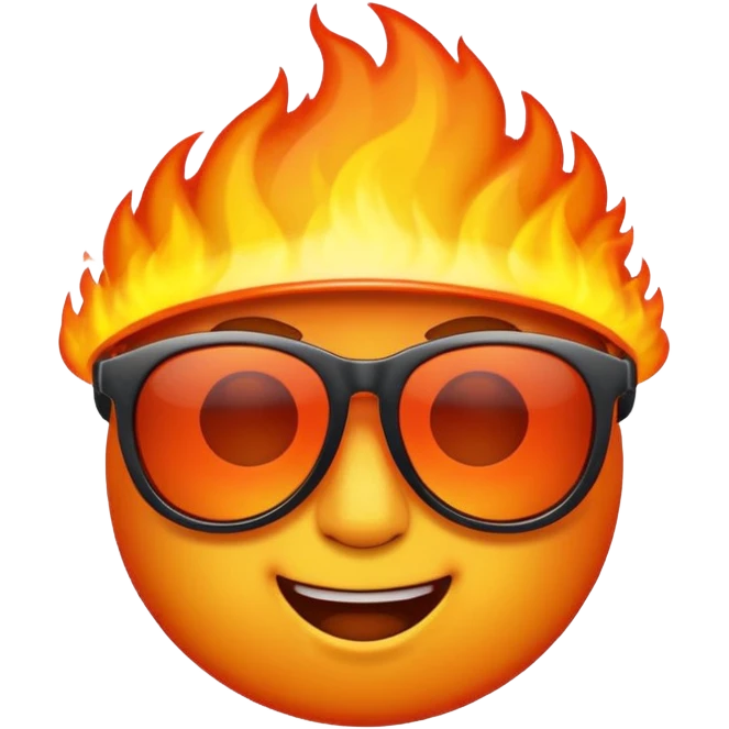 Make a fire emoji with sunglasses emoji