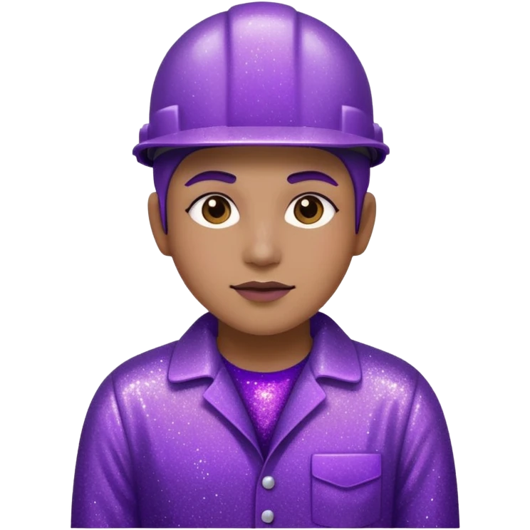 industrial worker wearing glitter purple glittery clothes emoji