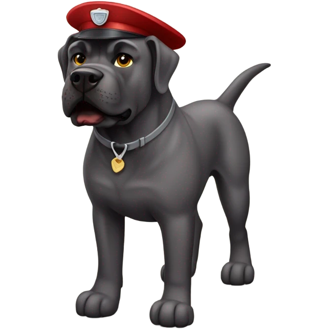 A burgundy-colored Cane Corso as a mailman. emoji