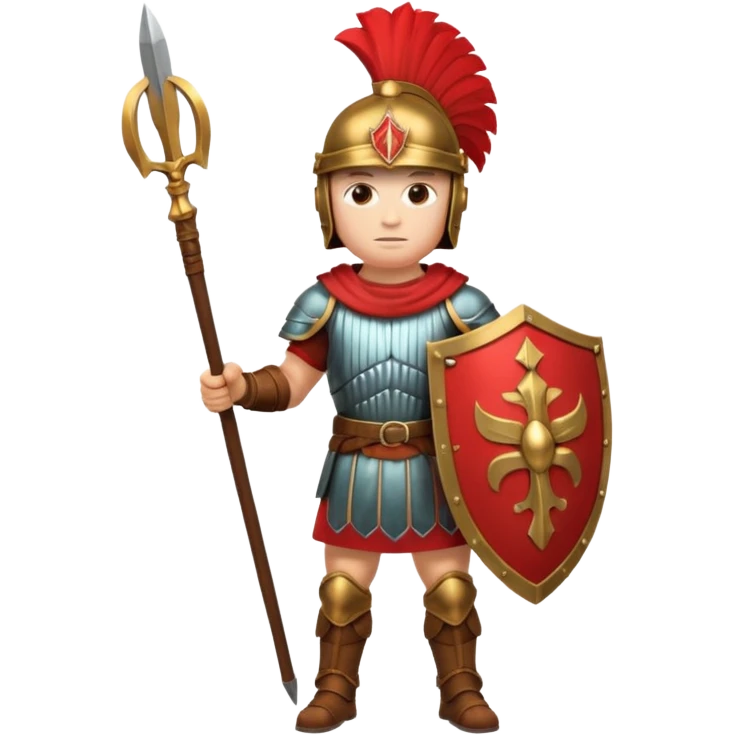 A strong Roman soldier in red-plumed helmet, bronze armor, and firm shield stance.
 emoji