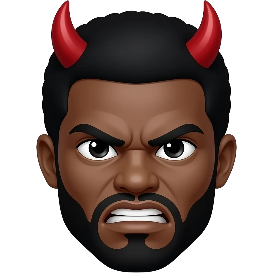evil angry nigger with demon horns and black eyes emoji
