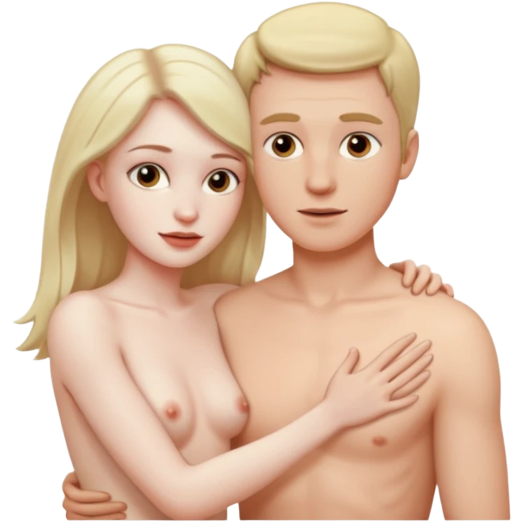 White man touching White woman vagina naked emoji