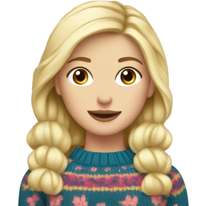 Knit floral sweater blond girl emoji