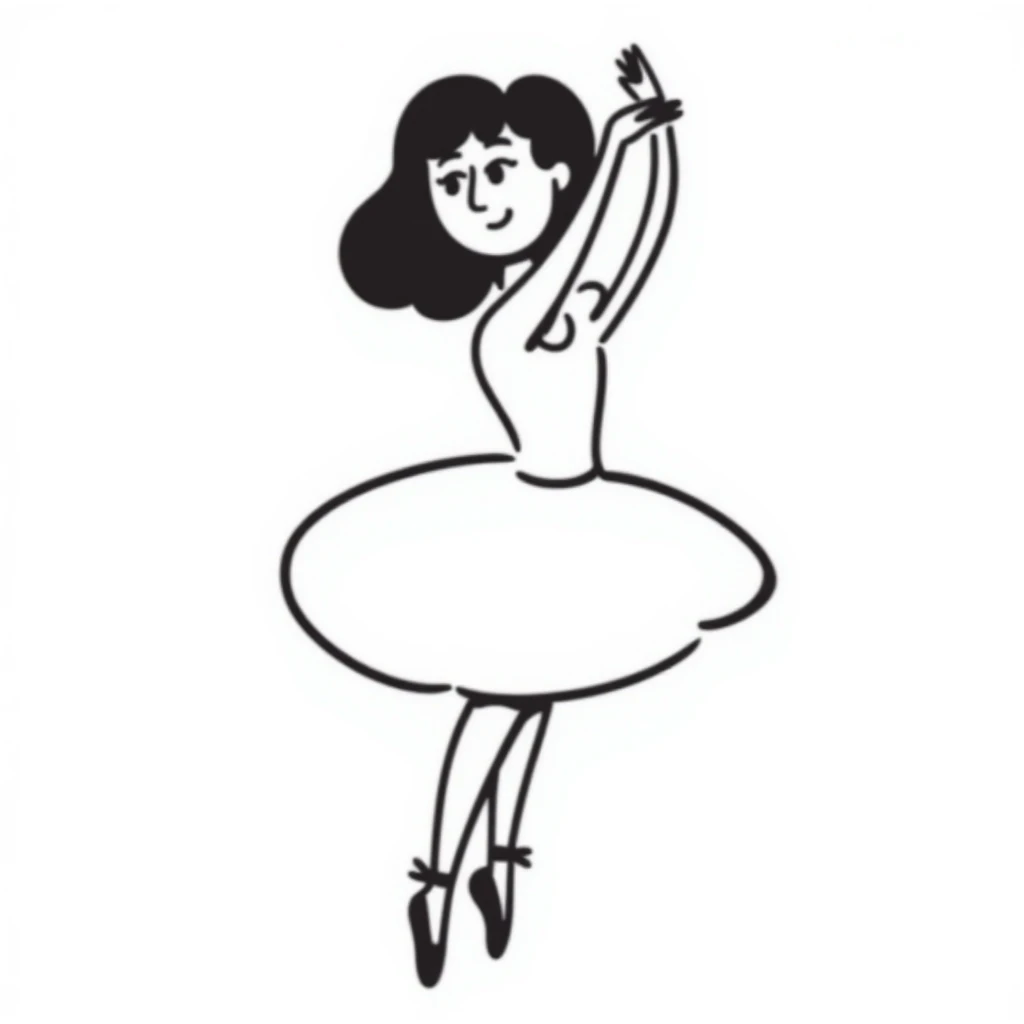 ballerina dancing gracefully, hand drawn doodle style emoji