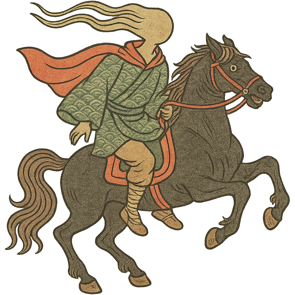 ukiyo-e style headless horseman emoji