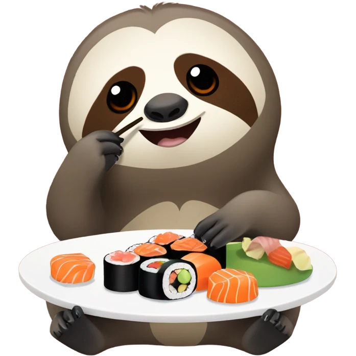 Sloth eating sushi emoji
