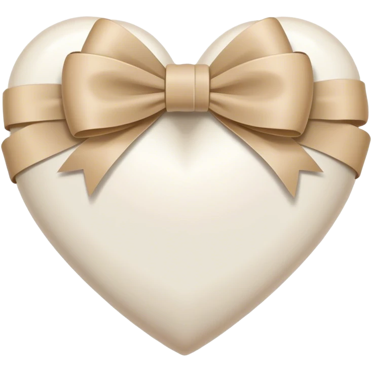 white heart with beige bow emoji