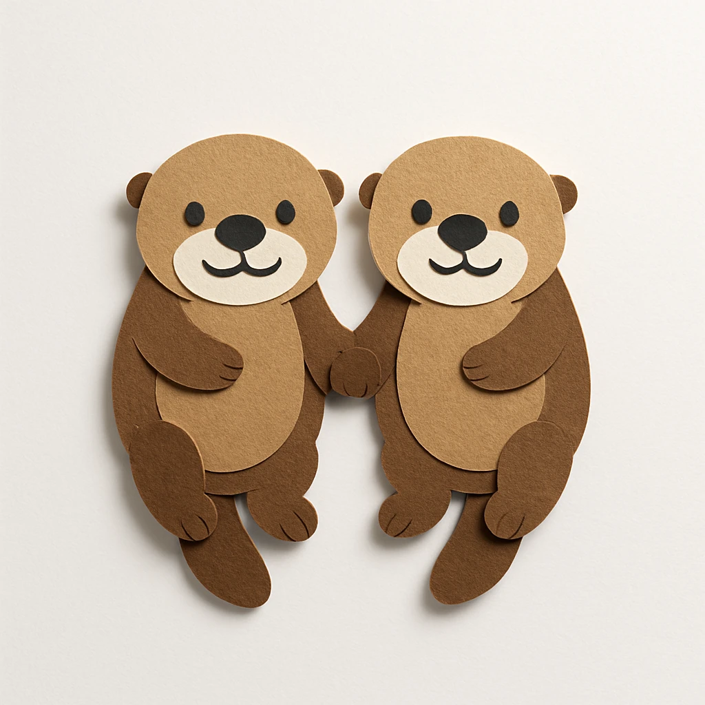 two sea otters holding hands emoji