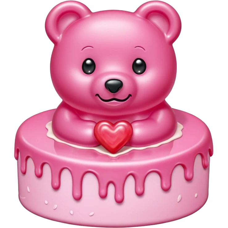 transparent pink gummy bear heart pink  cake  emoji