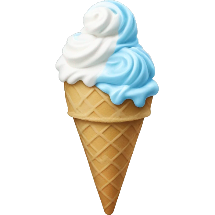 light blue and white swirl ice cream with a cone emoji