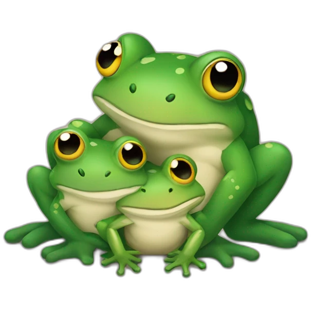 a big frog and a small frog are hugging emoji