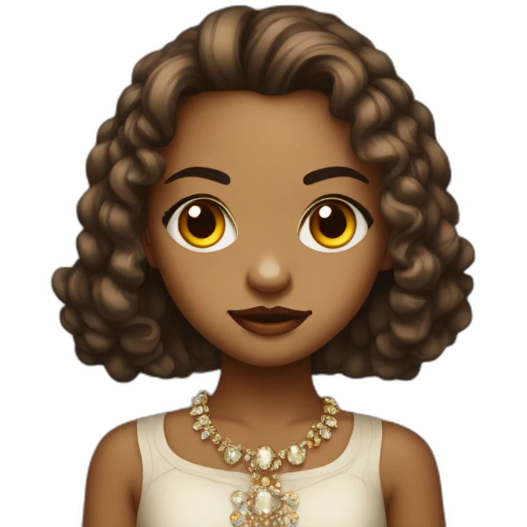 jeweled brown-eyed girl mad portrait emoji