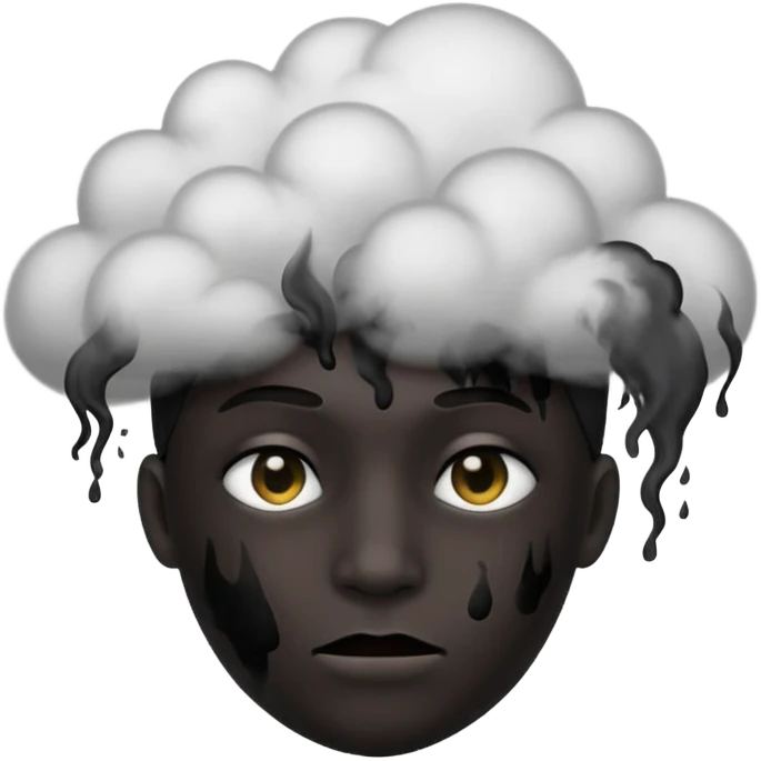 A pitch black head covered in black smoke  emoji