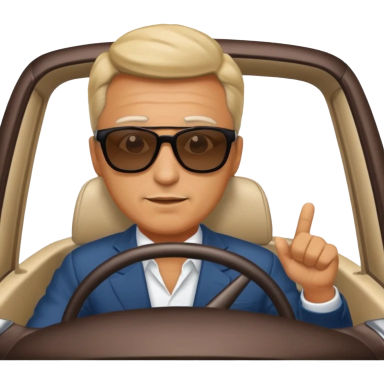 Boss moving car on street. emoji