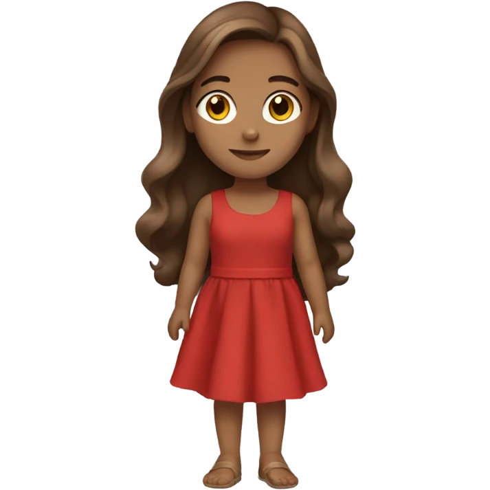 Beautiful girl, brown hair, red dress  emoji