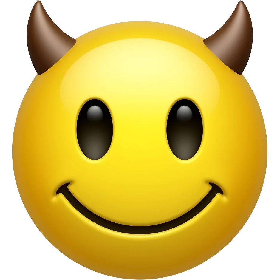 iPhone smiling devil emoji without horns and yellow emoji