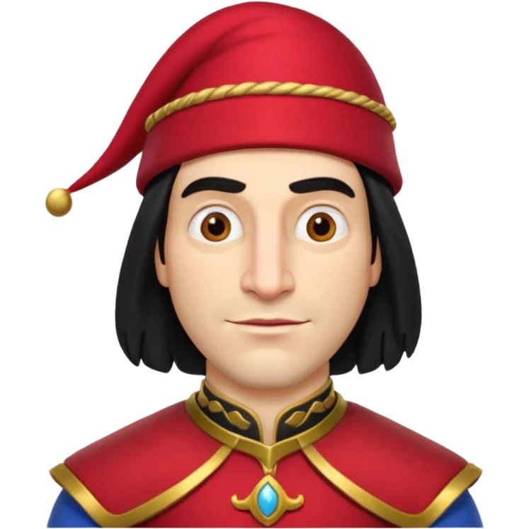 lord farquad avec un chapeau rouge et une bordure dorée pres du crane emoji