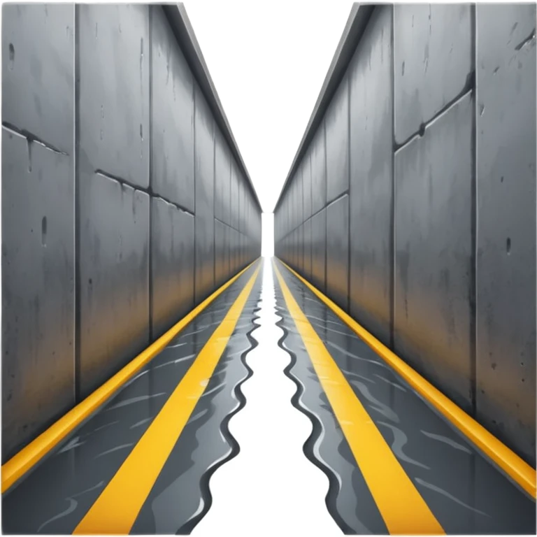 A wet road between concrete walls emoji