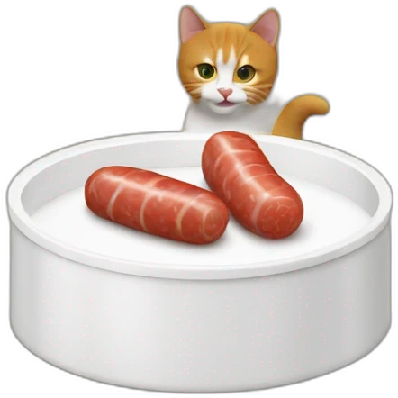 Un chat qui mange une saucisse emoji