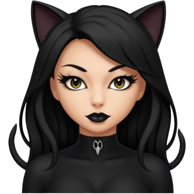 a baddie with lashes and nails and a cat outfit emoji