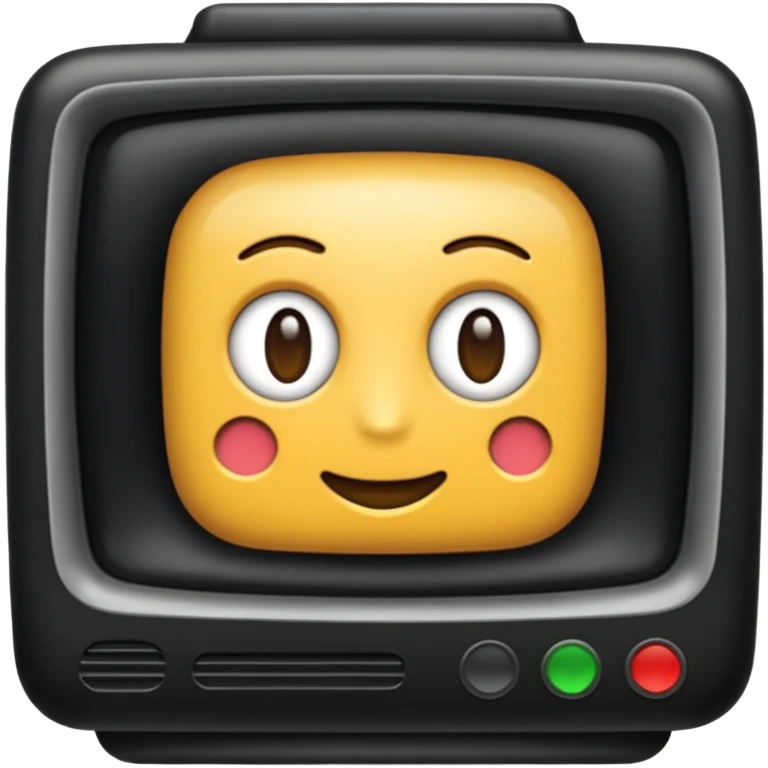 черный телевизор с зеленым экраном и пиксельным рисунком на экране emoji