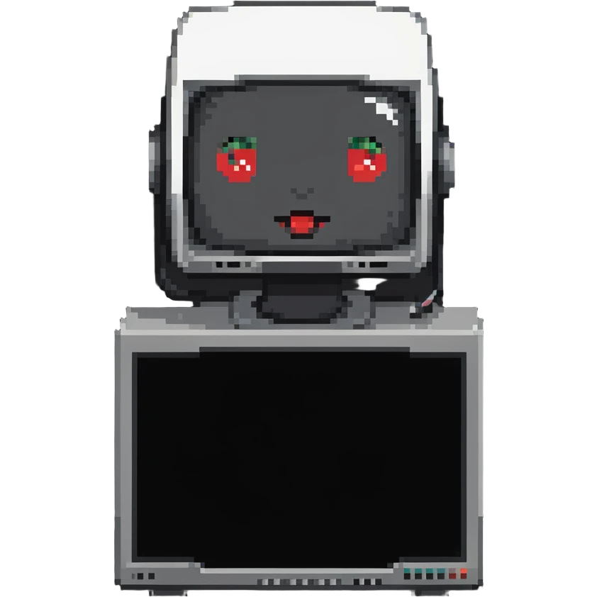 thick female with computer screen head, flatscreen TV head emoji
