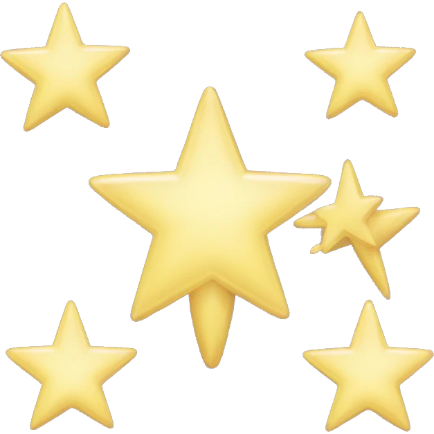 Three small, five-pointed stars grouped together. The stars have a slightly elongated shape, giving them a twinkling effect. They vary in size, with the largest star in the center and two smaller stars on either side.  emoji
