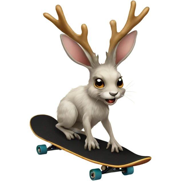 jackalope with horns on a skateboard emoji