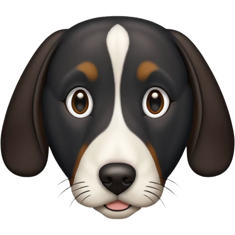 Black hound dog with floppy ears, white snout and white chest emoji