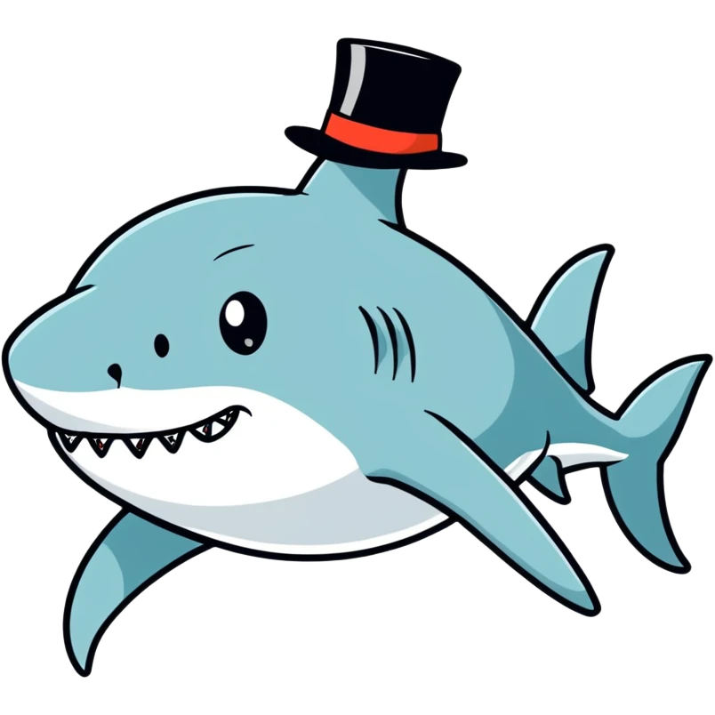 Shark with a top hat emoji
