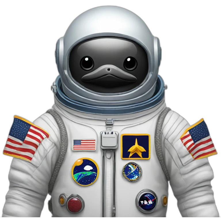 a minnesota loon with an astronaut uniform, head poking out of uniform emoji