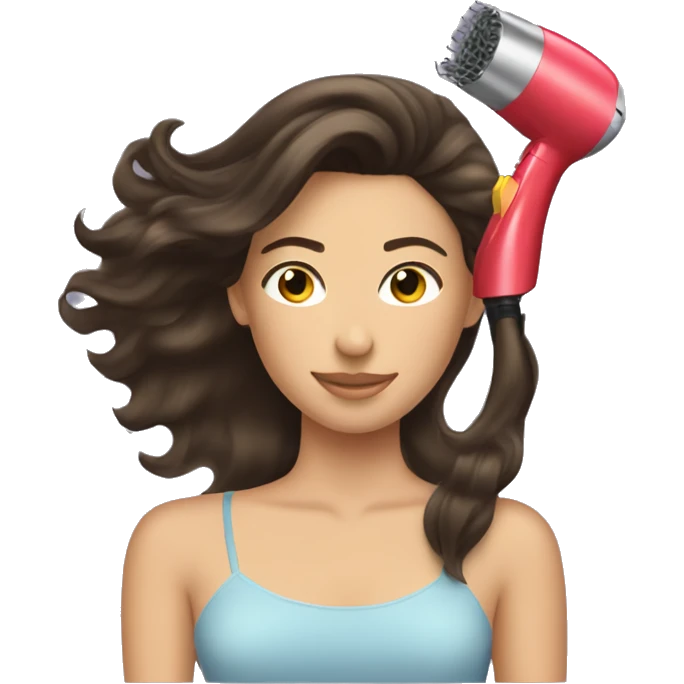Brunette girl blow drying hair emoji
