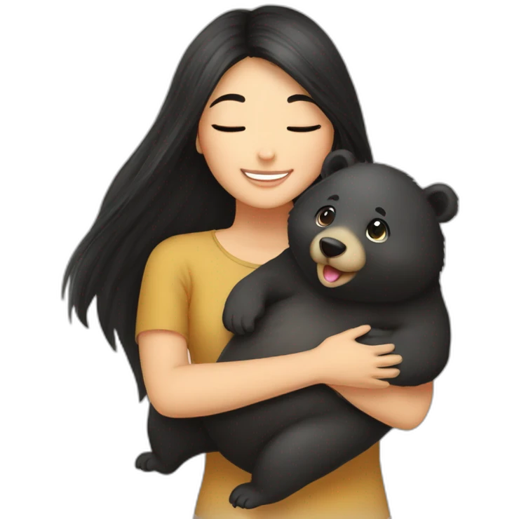 happy-girl-who-is-black-hair-and-hugging-happy-quokka emoji