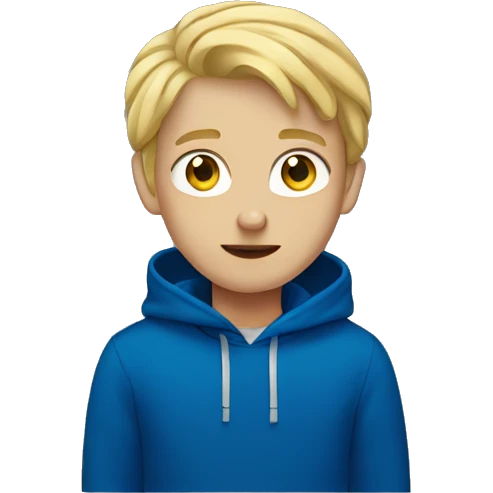 Blonde boy in deep blue hoodie  emoji