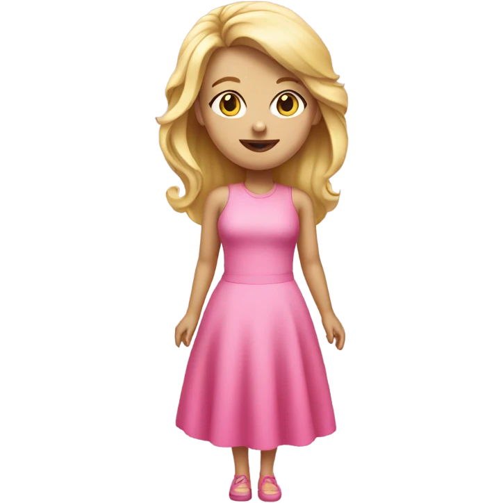 Blonde girl in pink dress full body emoji