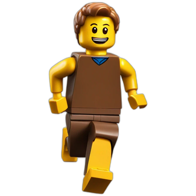 A lego man running looking behind emoji