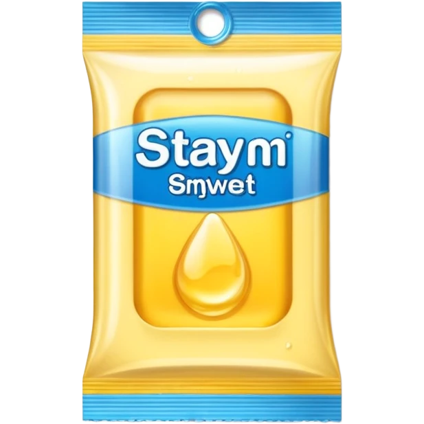 Condom packet with on it stay wet emoji