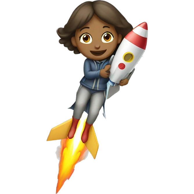 The girl is flying on a rocket with money emoji