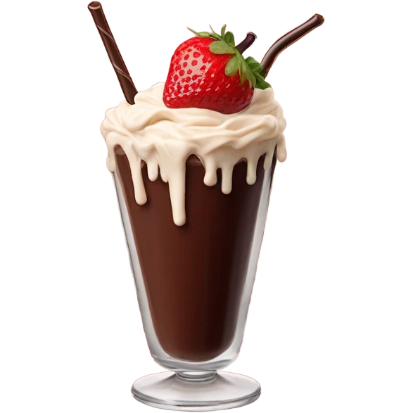 Strawberry shake with chocolate sauce emoji