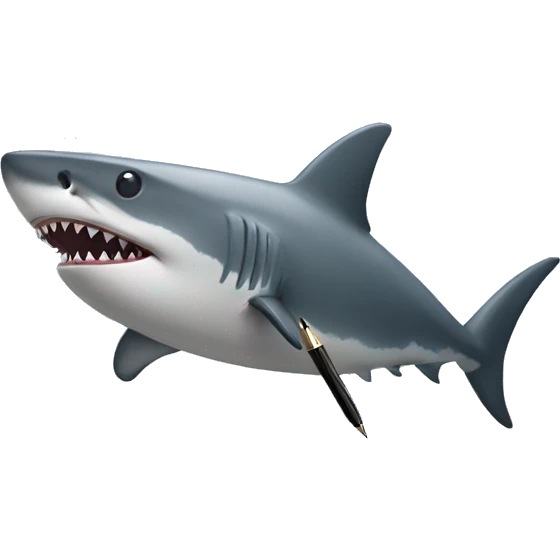 a shark with pen on his head emoji