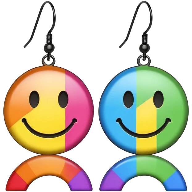 rainbow color smiley face shaped earrings emoji