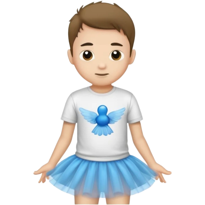 tutu wearing boy with tshirt emoji